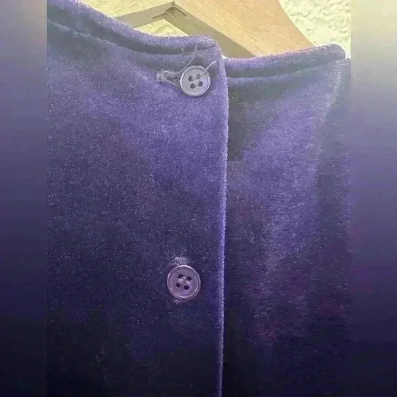 Handmade, purple velvet girls dress size 6X lace trim pleat waist long sleeve - Picture 5 of 9